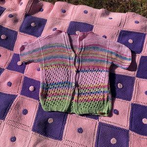 cardigan sweater top 90s y2k |S-M| knit button up pastel pink green blue purple